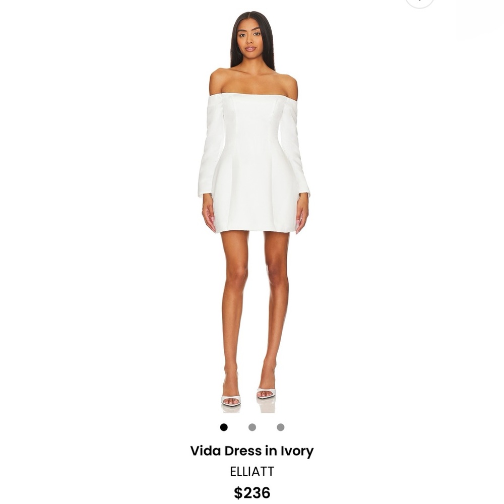 Elliatt Ivory Off-Shoulder Long Sleeve Dress